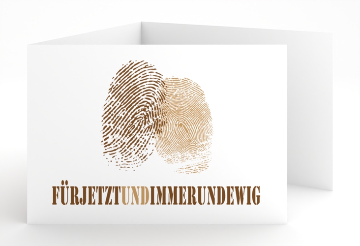 Hochzeitseinladung Messina A6 Doppel-Klappkarte mit Fingerabdrücken