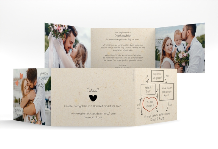 Danksagungskarte Hochzeit Entscheidung A6 Doppel-Klappkarte