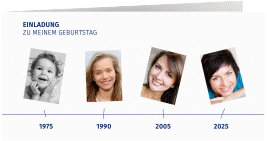 Einladung 50. Geburtstag Timeline lange Klappkarte quer weiss