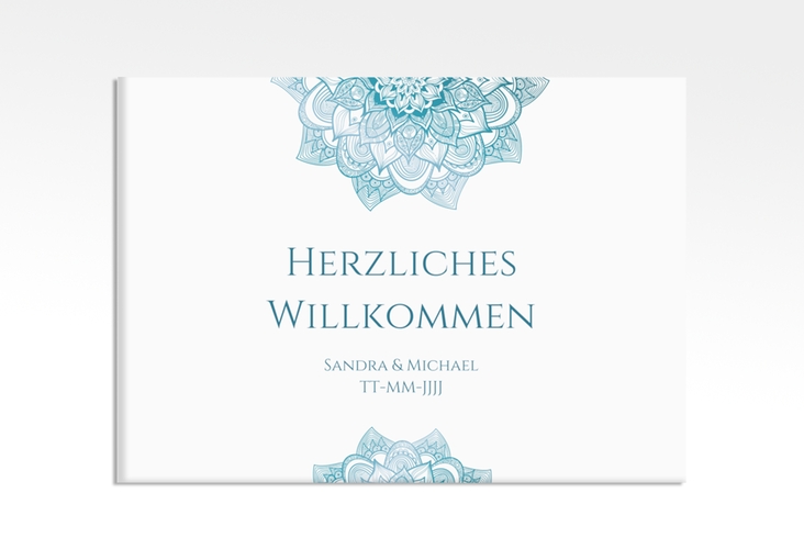 Willkommensschild Hochzeit Delight 70 x 50 cm Leinwand tuerkis