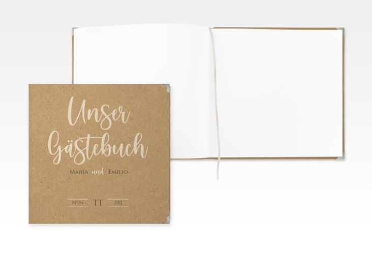 Gästebuch Selection Hochzeit Noble Leinen-Hardcover Kraftpapier mit elegantem Schriftzug
