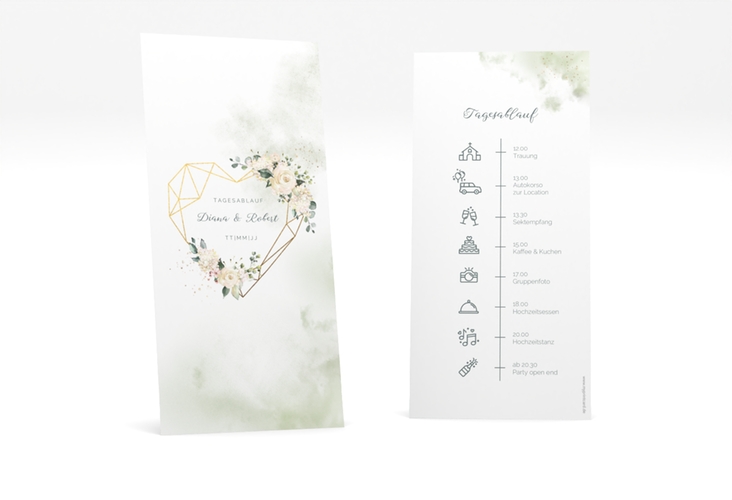 Tagesablauf Hochzeit Adore lange Karte hoch gruen