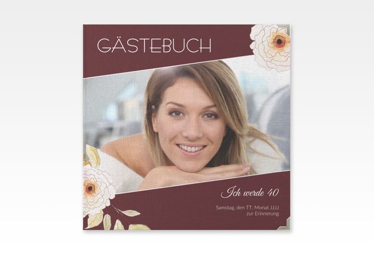 Gästebuch Selection Geburtstag Fleur Leinen-Hardcover rot