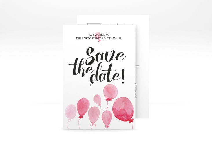 Save the Date-Postkarte Geburtstag Ballon A6 Postkarte rot