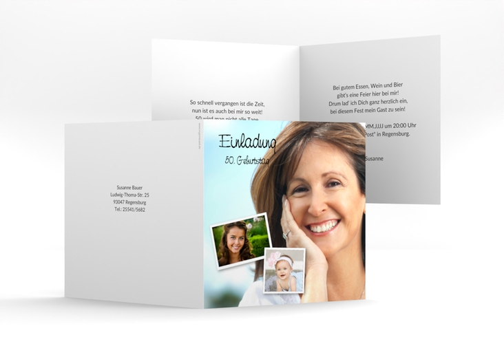 Einladung 50. Geburtstag Friedolin/Frieda quadr. Klappkarte