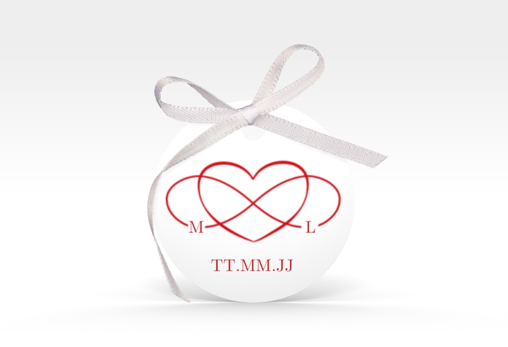Geschenkanhänger Hochzeit Infinity Geschenkanhänger, rund rot hochglanz