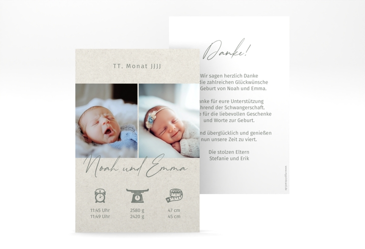 Geburtskarte Zwillinge A6 Karte hoch