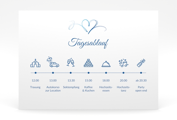 Tagesablauf Poster Hochzeit Envie 70 x 50 cm Poster blau