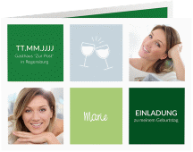 Einladung 40. Geburtstag Celebration A6 Klappkarte quer gruen