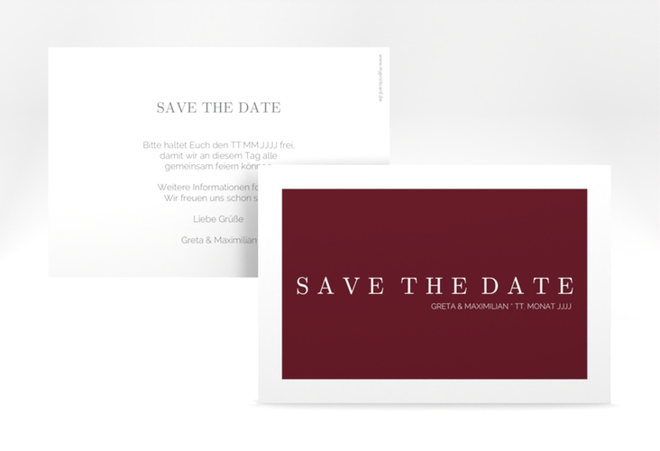 Save the Date-Karte Simply A6 Karte quer rot