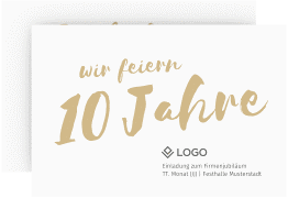 Party Einladungskarte Firmenfeier A6 Karte quer weiss fürs Firmen-Jubiläum