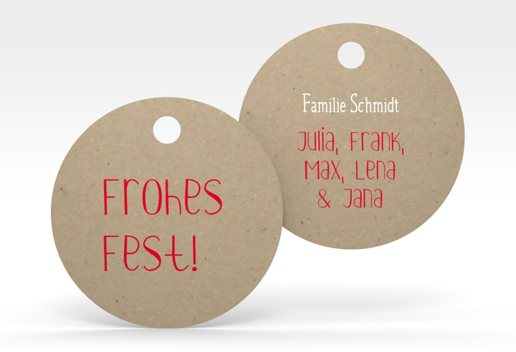 Geschenkanhänger Weihnachten Kostbarkeiten Geschenkanhänger, rund Kraftpapier