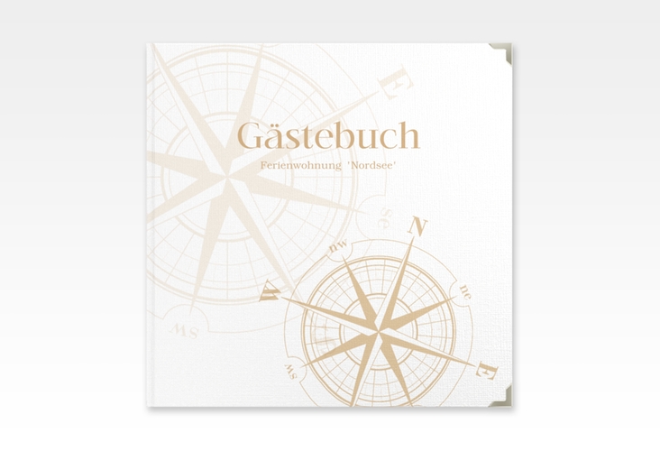 Gästebuch Selection Ferienwohnung Nordsee Leinen-Hardcover beige mit Windrose