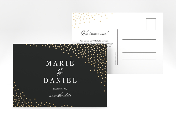 Save the Date-Postkarte Glitter A6 Postkarte schwarz