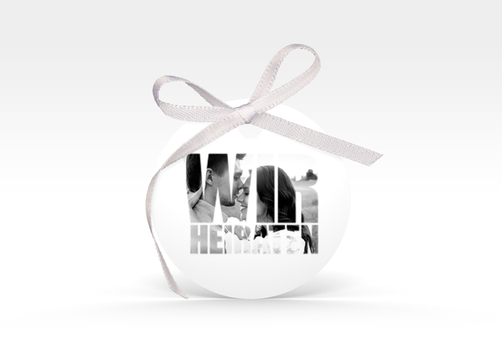 Geschenkanhänger Hochzeit Letters Geschenkanhänger, rund weiss