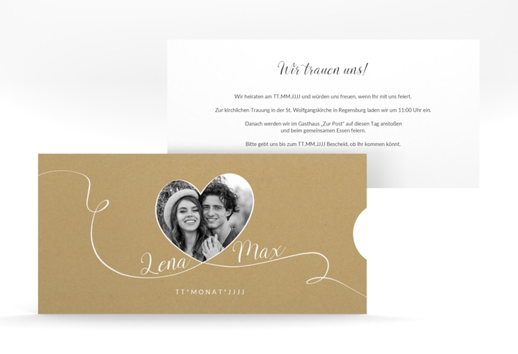 Hochzeitseinladung "Herzensbund" Einsteckkarte weiss