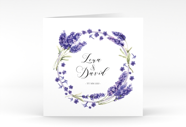 Hochzeitseinladung Lavendel quadr. Klappkarte hochglanz