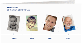 Einladung 60. Geburtstag Timeline lange Klappkarte quer weiss
