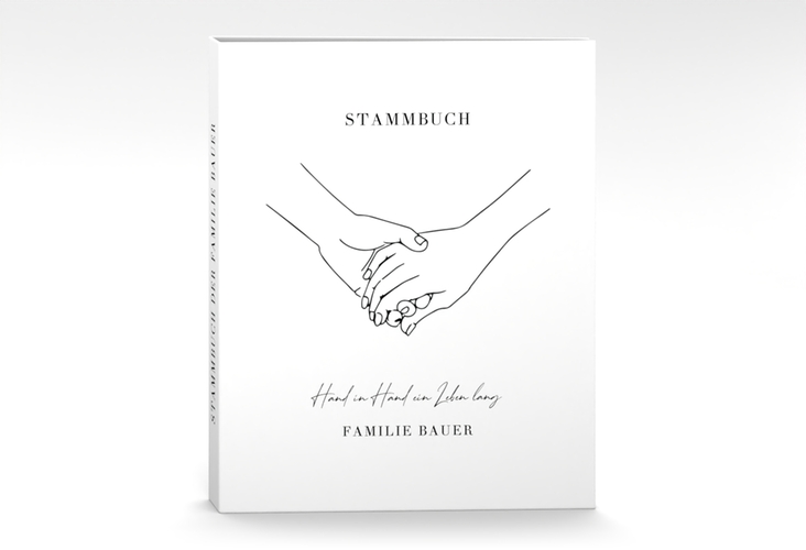 Stammbuch A4 Hands Stammbuch A4 mit sich haltenden Händen im Monoline-Stil