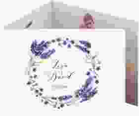 Hochzeitseinladung "Lavendel" DIN A6 doppelt geklappt weiss