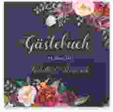 Gästebuch Selection Hochzeit Flowers Leinen-Hardcover blau mit bunten Aquarell-Blumen