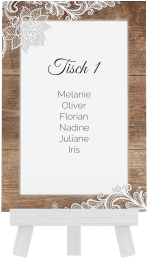 Klick: Details zu Tischaufsteller Hochzeit "Spitze" anzeigen Tischaufsteller Hochzeit "Spitze" Tischaufsteller braun