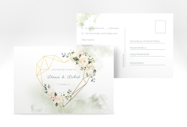 Antwortkarte Hochzeit Adore A6 Postkarte gruen