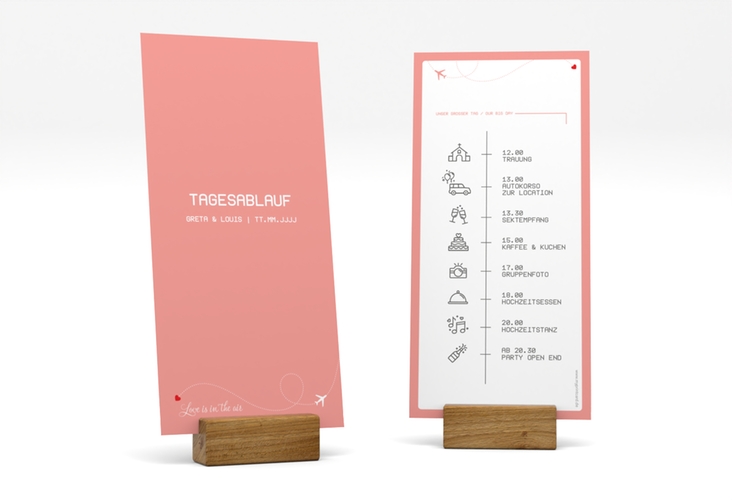 Tagesablauf Hochzeit Weddingpass lange Karte hoch rosa