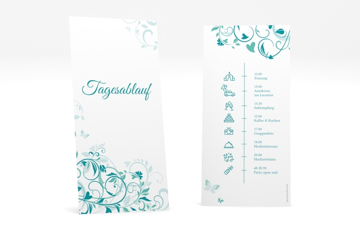 Tagesablauf Hochzeit Lilly lange Karte hoch tuerkis