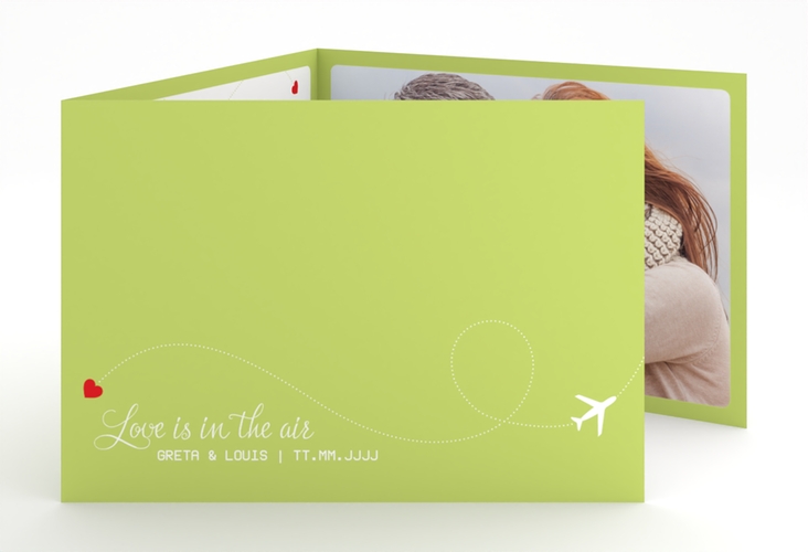 Hochzeitseinladung Weddingpass A6 Doppel-Klappkarte gruen