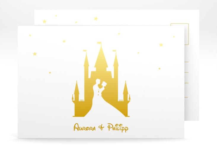 Save the Date-Postkarte Castle A6 Postkarte gold