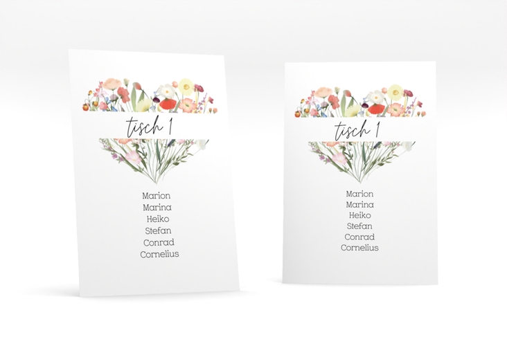 Tischaufsteller Hochzeit Wildblumenherz Tischaufsteller