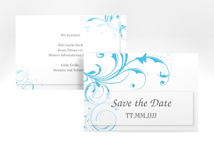 Save the Date-Karte Hochzeit "Palma" A6 Karte quer tuerkis