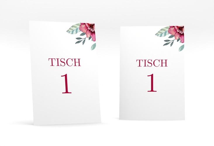 Tischnummer Hochzeit Blooming Tischaufsteller weiss