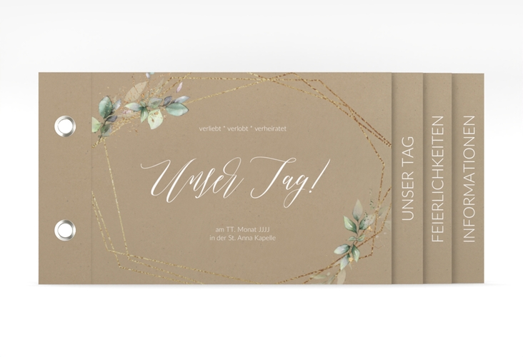 Hochzeitseinladung Greenish Booklet Kraftpapier hochglanz