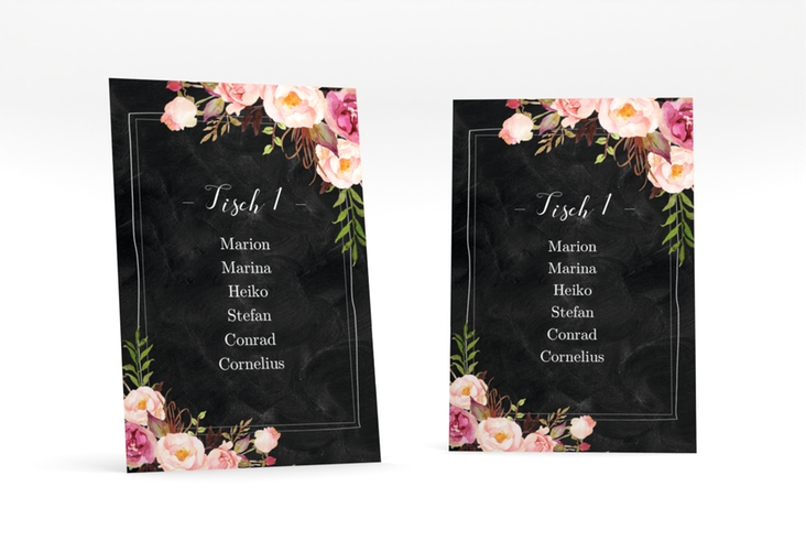 Tischaufsteller Hochzeit Flowers Tischaufsteller mit bunten Aquarell-Blumen