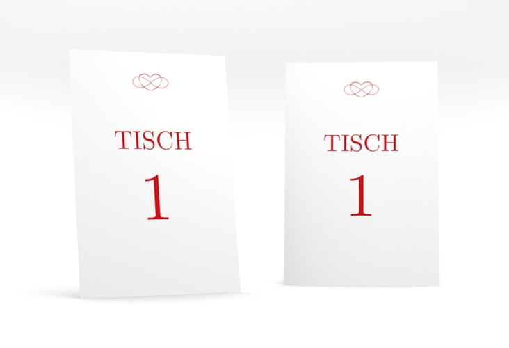 Tischnummer Hochzeit Infinity Tischaufsteller rot