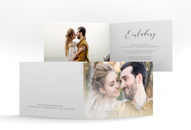 Hochzeitseinladung Promise A6 Klappkarte quer