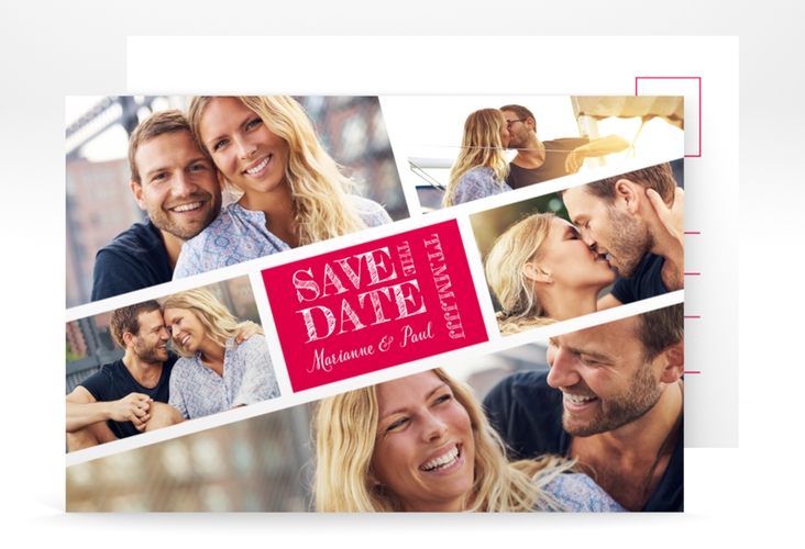 Save the Date-Postkarte Rise A6 Postkarte pink hochglanz