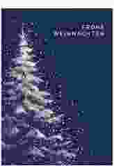Geschäftliche Weihnachtskarte Schneebaum A6 Klappkarte hoch blau mit Tanne und Stechpalme im Schiefertafel-Look
