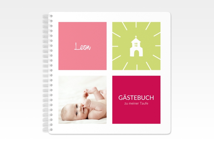 Gästebuch Taufe Hope Ringbindung pink