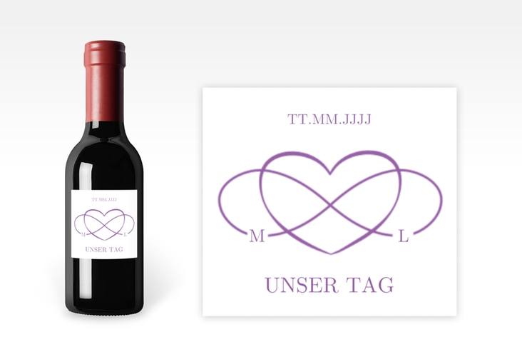 Piccoloetikett Hochzeit Infinity Etikett Piccolo lila