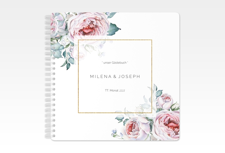 Gästebuch Hochzeit Embrace Ringbindung weiss