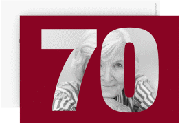 Einladung 70. Geburtstag Numbers A6 Karte quer rot