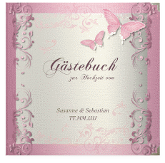 Klick: Details zu Gästebuch Selection Hochzeit "Toulouse" anzeigen Gästebuch Selection Hochzeit Toulouse Leinen-Hardcover rosa mit Schmetterlingen und Schnörkeln