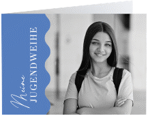 Klick: Details zu Einladung Jugendweihe "Welle" anzeigen Einladung Jugendweihe Welle A6 Klappkarte quer blau