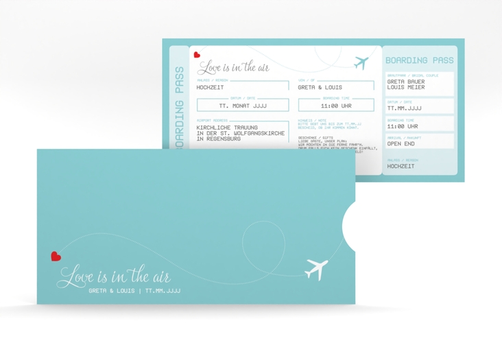 Hochzeitseinladung Weddingpass Einsteckkarte blau