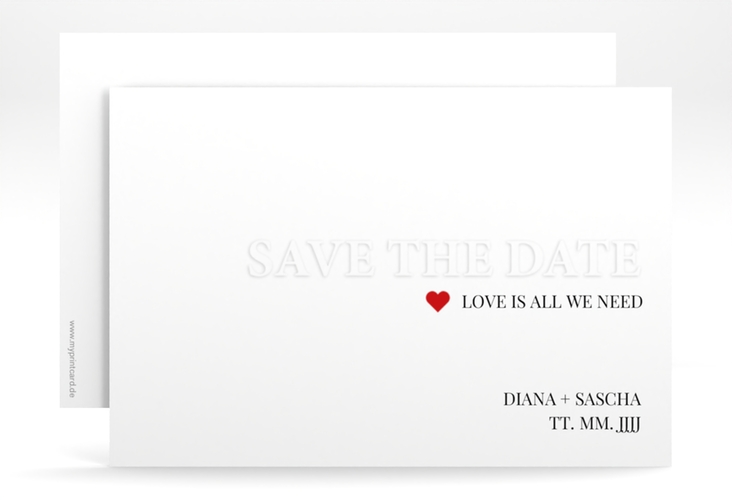 Save the Date-Karte Embossing A6 Karte quer rot hochglanz
