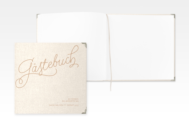 Gästebuch Selection Geburtstag Schwungvoll Leinen-Hardcover beige