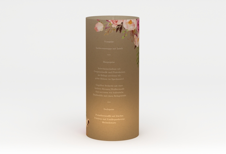 Windlicht Menü Hochzeit Flowers Windlicht Kraftpapier hochglanz mit bunten Aquarell-Blumen